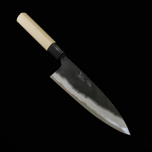 Miura MIURA by Shindo Funayuki Aogami No.2, finition noire, manche en magnolia/buffle forme marron (150/165 mm)