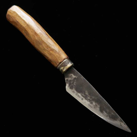 カニマン鍛治工房 ペティーナイフ 板バネ(炭素鋼)アリク柄(ウレタン塗布)(90mm)