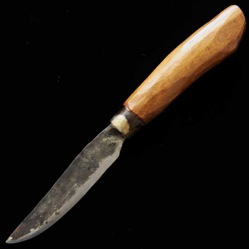 カニマン鍛治工房 ペティーナイフ 板バネ(炭素鋼・ジープ)クロ木柄 (90mm)