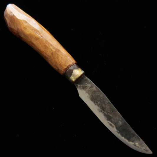 カニマン鍛治工房 ペティーナイフ 板バネ(炭素鋼・ジープ)クロ木柄 (90mm)