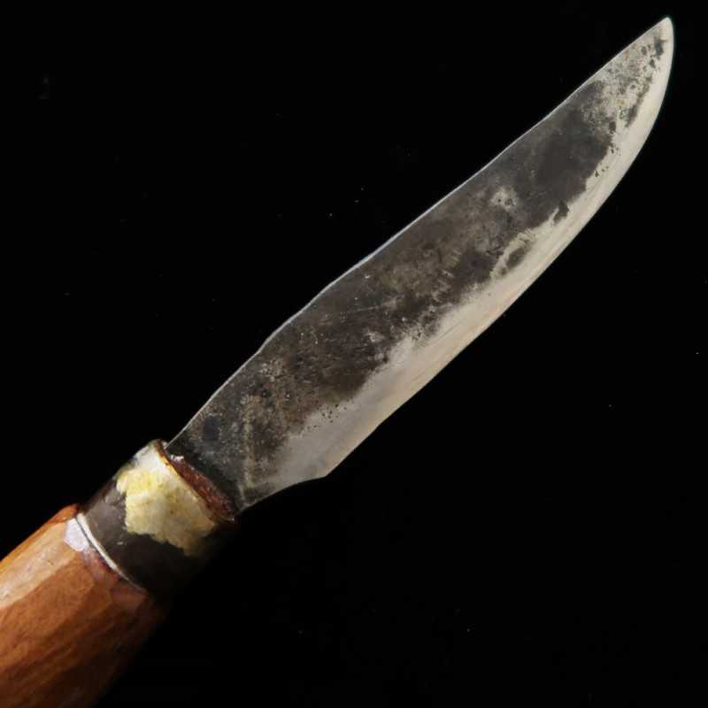 カニマン鍛治工房 ペティーナイフ 板バネ(炭素鋼・ジープ)クロ木柄 (90mm)