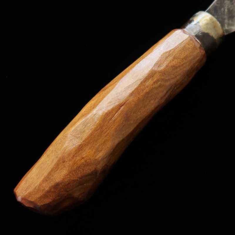 カニマン鍛治工房 ペティーナイフ 板バネ(炭素鋼・ジープ)クロ木柄 (90mm)