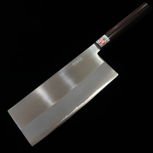池浪刃物 IKENAMI HAMONO 青紙二号 軟鉄割込  磨き仕上げ 紫檀柄 中華包丁 (210mm)