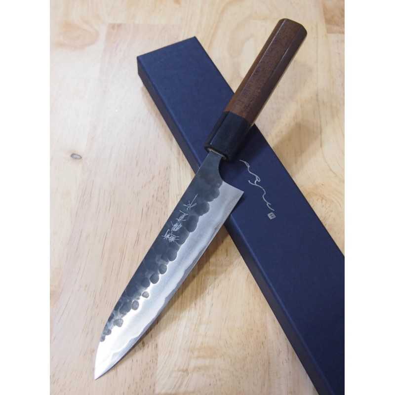 Petty ANRYU Aogami Super Acabamento Kurouchi martelado Cabo Octogonal de Jacarandá (150mm)