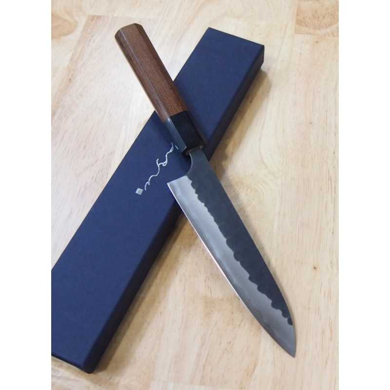 Petty ANRYU Aogami Super Acabamento Kurouchi martelado Cabo Octogonal de Jacarandá (150mm)