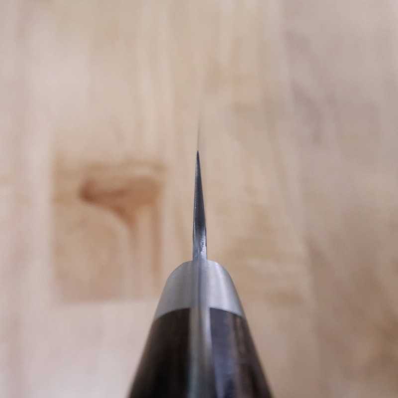 MIURA Petty Super Blue steel Hammered Black finish Dark Brown Plywood Handle (135/150mm)