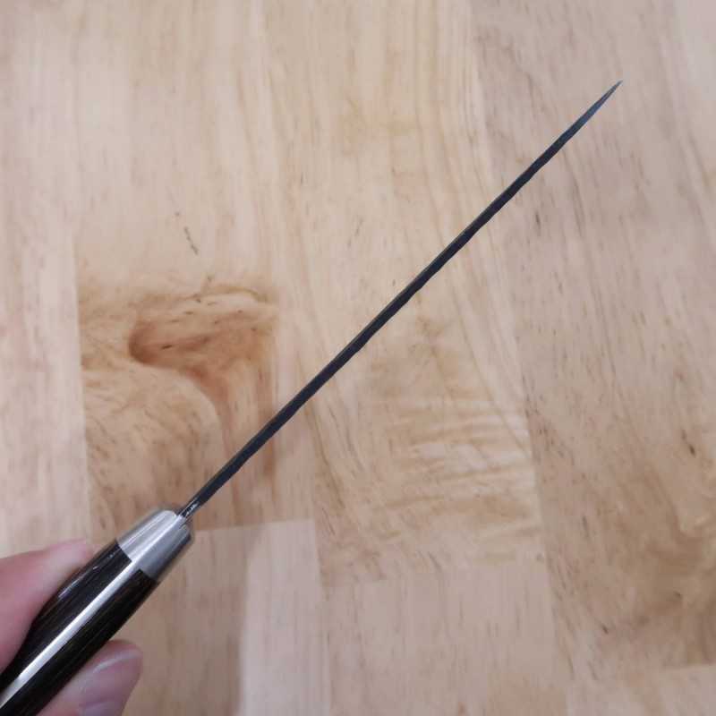 MIURA Petty Super Blue steel Hammered Black finish Dark Brown Plywood Handle (135/150mm)