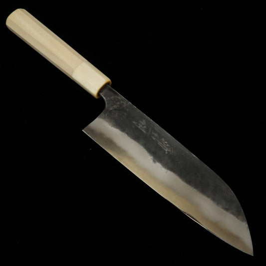 Santoku MIURA Shirogami nº1 Acabado negro Mango octogonal de búfalo blanco (180 mm)