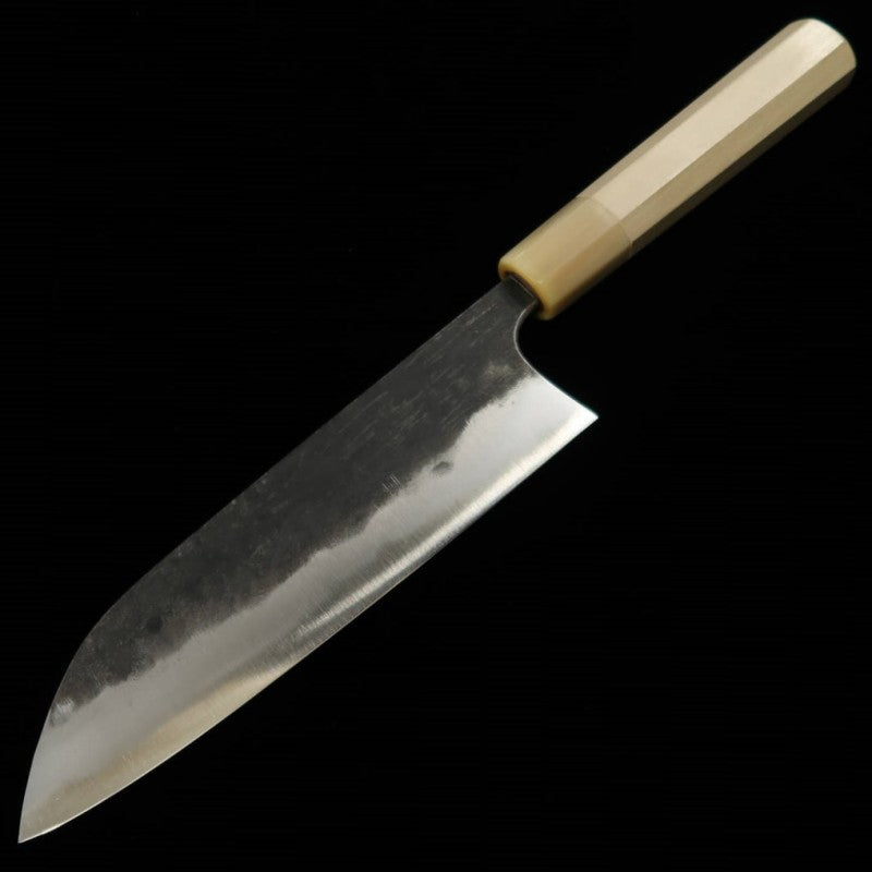 Miura MIURA Acier blanc No.1, finition noire, Santoku, manche octogonal en corne de buffle blanc (180 mm)