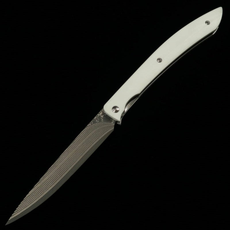 Folding Steak Knife SAJI TAKESHI R2, White Micarta (100mm)
