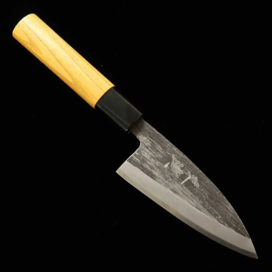 Miura MIURA Acier bleu n°2 Lame simple biseautée noire Couteau à poisson Manche en orme (105 mm)