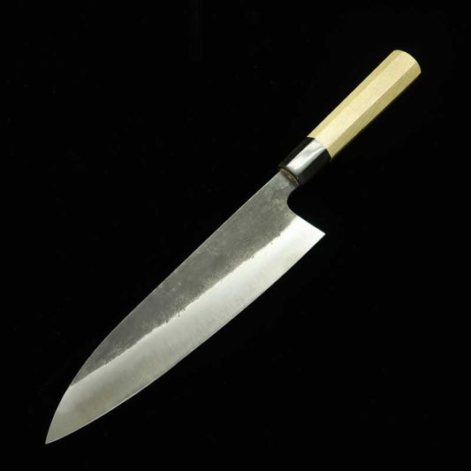 MIURA, Shirogami n°1, Gyuto, Finition kuro-uchi, Manche octogonal en corne de buffle blanc (210-270 mm)