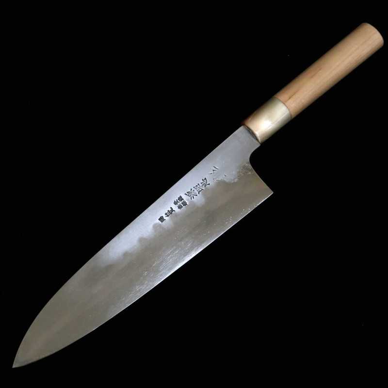 水野鍛錬所 MIZUNO TANRENJO 本焼 牛刀 青紙二号 鏡面仕上げ 朴八角柄 (240mm)