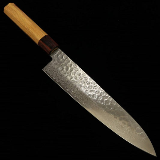 Gyuto MIURA AUS10 Hammered Damascus Keyaki Octagonal Handle (210mm)