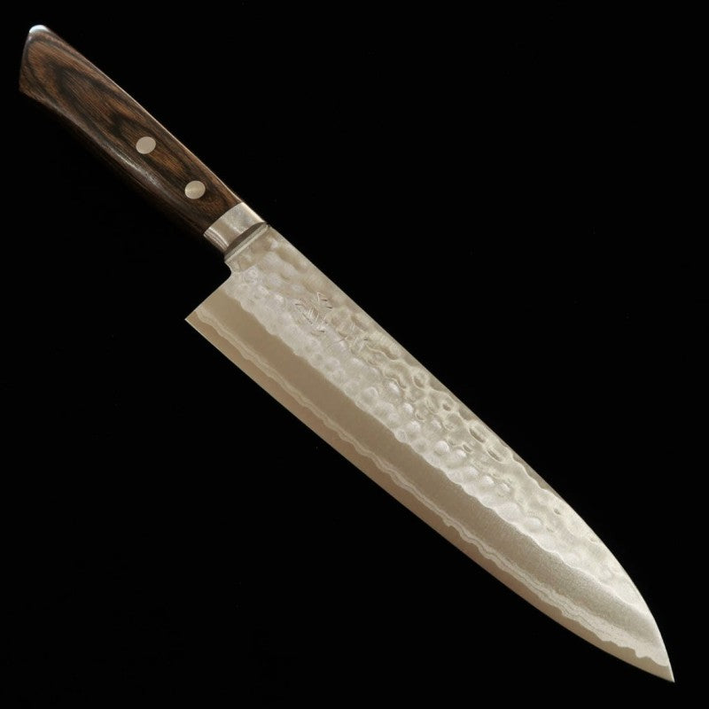 三浦 MIURA 牛刀 刻流 VG10 鎚目ダマスカス アッシュハンドル (180mm)