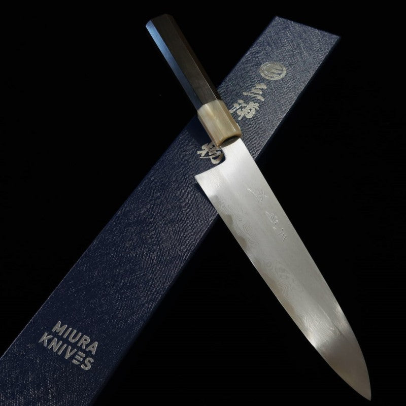 三浦佩 MIURA Obidama 牛刀 青紙一号 ダマスカス 黒檀八角柄 (210/240mm)