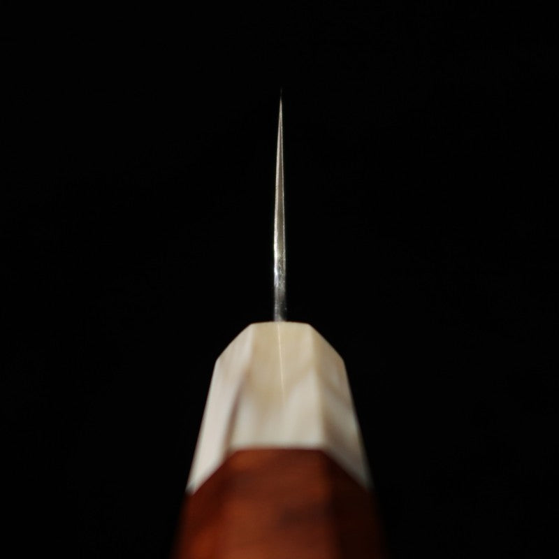 水野鍛練所 MIZUNO 源昭忠 青紙一号 本焼DX 牛刀 鏡面 龍刻印入り ブビンガ瘤八角柄 (240mm)