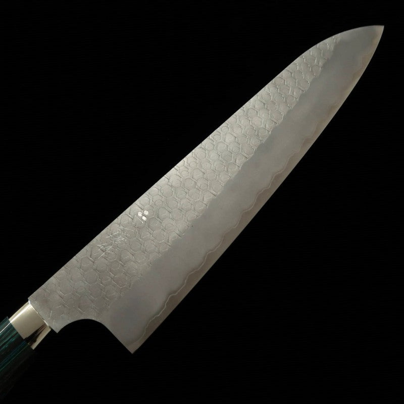 Nigara Hamono NIGARA SG2 Gyuto martelé poli, manche turquoise (240mm)