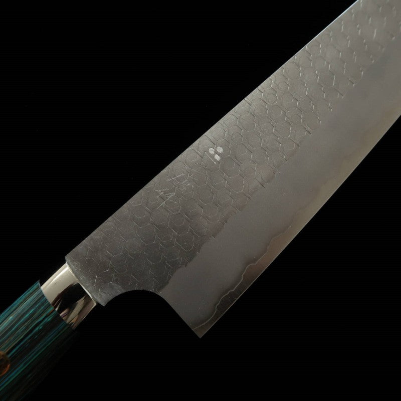 Nigara Hamono NIGARA SG2 Gyuto martelé poli, manche turquoise (240mm)