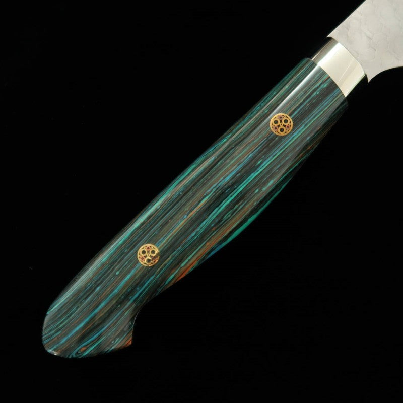 Nigara Hamono NIGARA SG2 Gyuto martelé poli, manche turquoise (240mm)