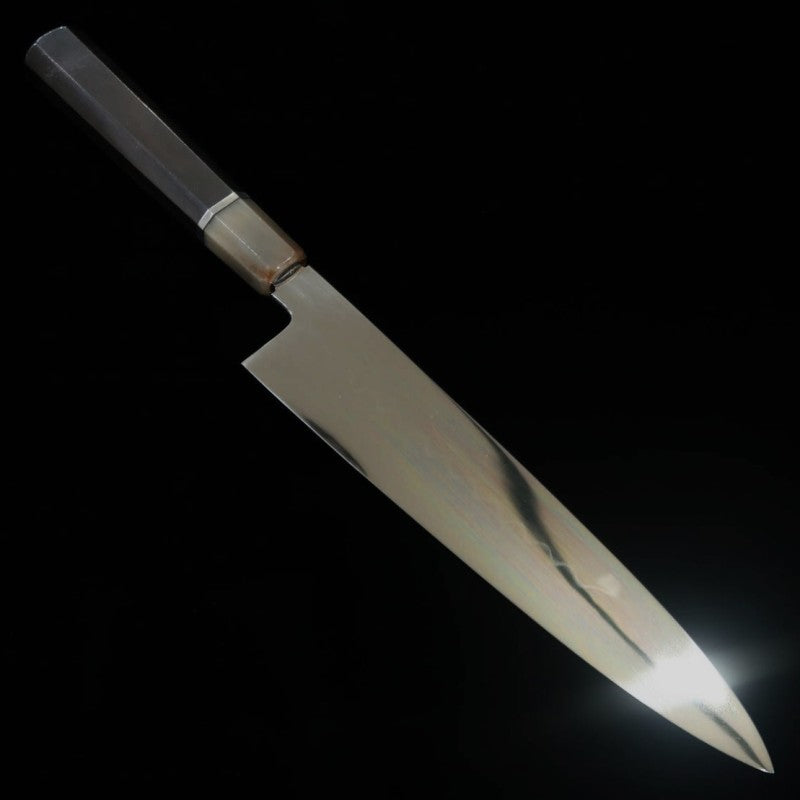 酔心 SUISIN 水本焼 池田美和 白紙一号 黒檀銀巻柄 両鏡面 マチ磨き 塗鞘 錦袋 桐箱 和牛刀 (240mm)