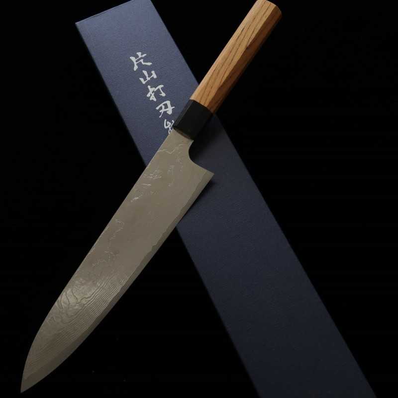 Yuta Katayama VG10 Damasco níquel acabado corrosivo Gyuto, mango octogonal de olmo (180-240 mm)