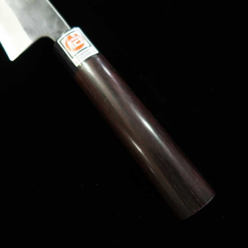 IKENAMI HAMONO Acier Shirogami 1 Inox soudé Finition brute Gyuto Manche cerisier (210-270 mm)