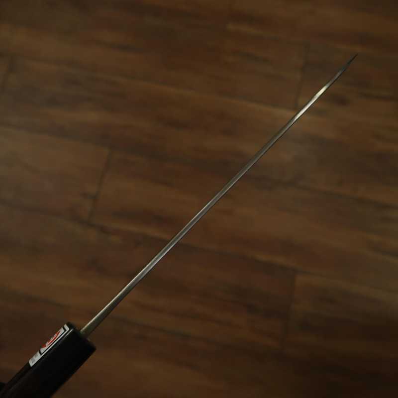 IKENAMI HAMONO Acier Shirogami 1 Inox soudé Finition brute Gyuto Manche cerisier (210-270 mm)