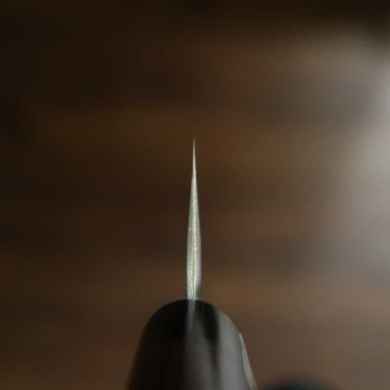 IKENAMI HAMONO Acier Shirogami 1 Inox soudé Finition brute Gyuto Manche cerisier (210-270 mm)