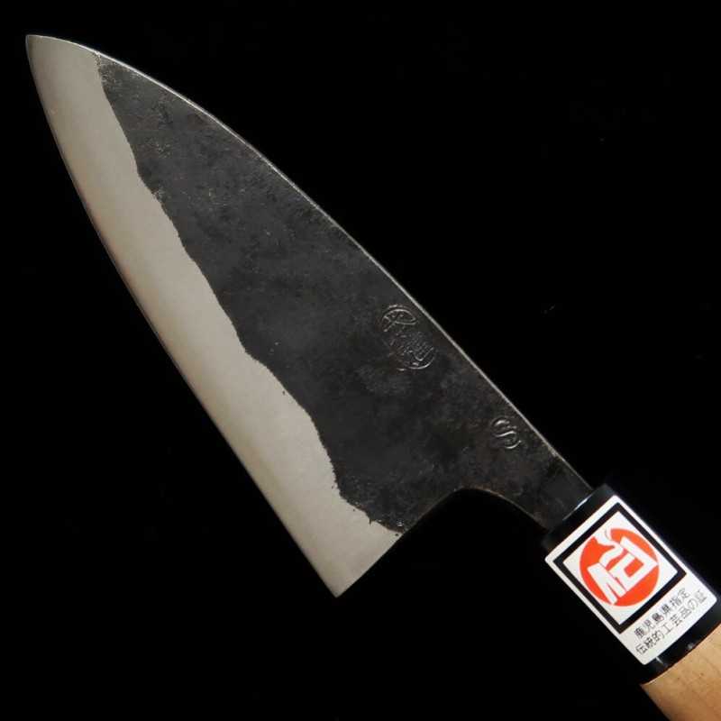 Ikenami Hamono IKENAMI HAMONO Shirogami No.1 inox manche cerisier Deba double biseau (130-180 mm)
