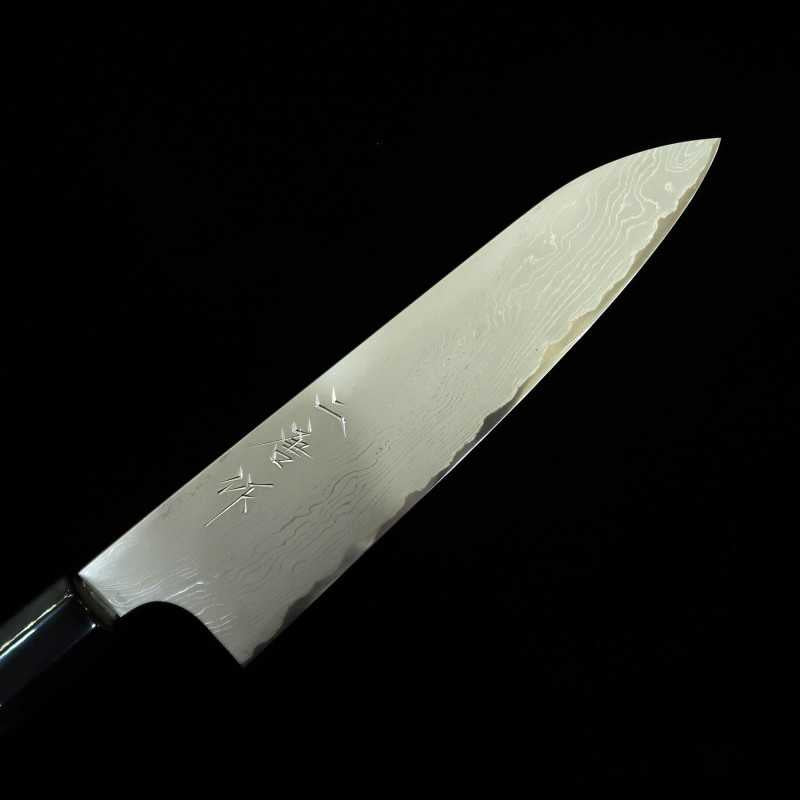 NIGARA Forged Works Gyuto Aogami #2 Damasco, cabo de ébano com prata (210mm)