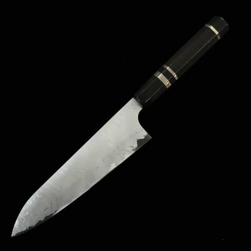 NIGARA Forged Works Gyuto Aogami #2 Damasco, cabo de ébano com prata (210mm)