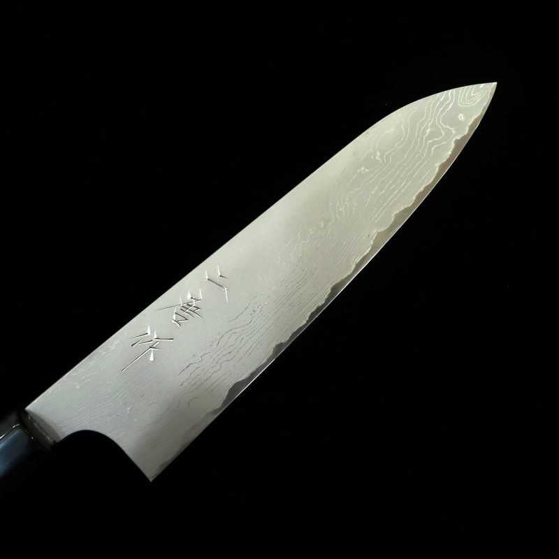NIGARA Forged Works Gyuto Aogami #2 Damasco, cabo de ébano com prata (210mm)