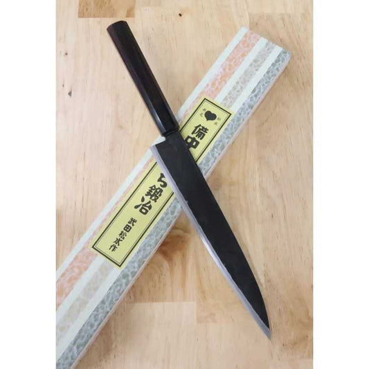 Faca Takeda Hamono Bitchu forjada à mão, Yanagiba duplo, aço Hitachi Aogami Super (210mm)