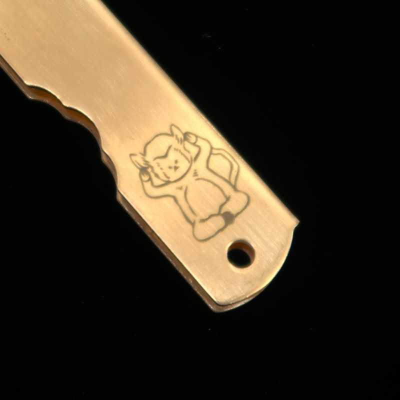 永尾かね駒製作所KANEKOMA 肥後守 青鋼割込 真鍮柄 干支シリーズ - 申 - (73mm)