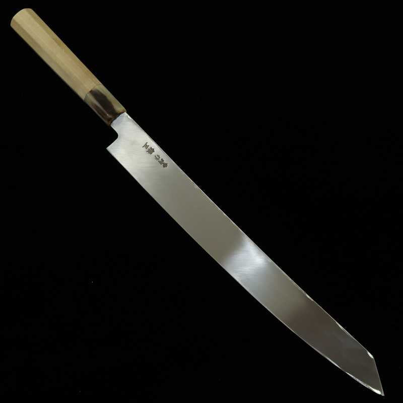 三浦 佩 MIURA Obidama 銀紙三号 鏡面切付柳刃 白水牛八角柄 左利き用 (270/300mm)