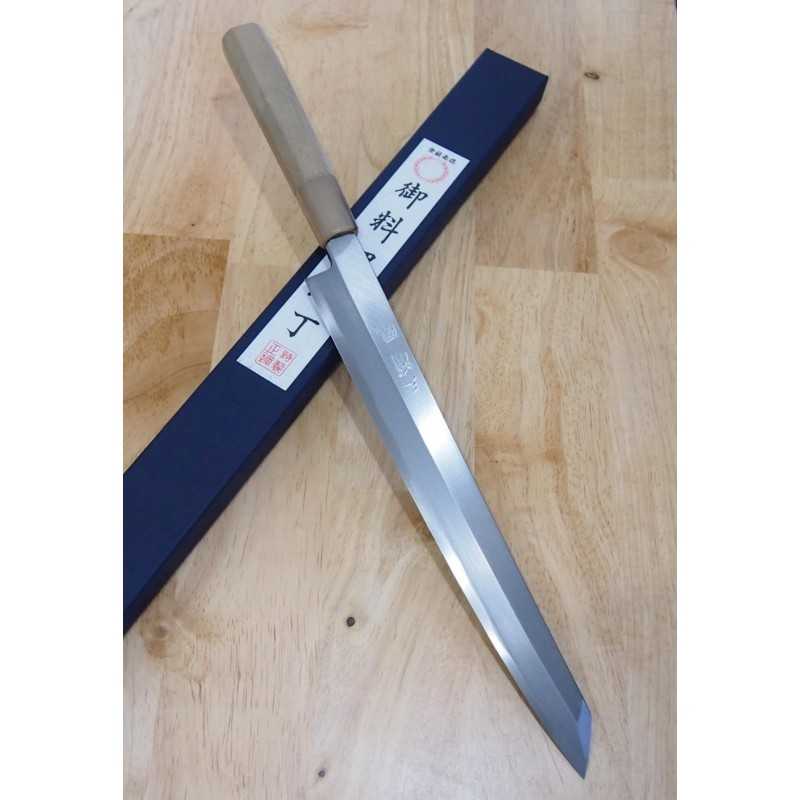 Kiritsuke Yanagiba MIURA Obidama Shirogami nº2 Mango octogonal de cuerno de búfalo de agua blanco (270/300mm)