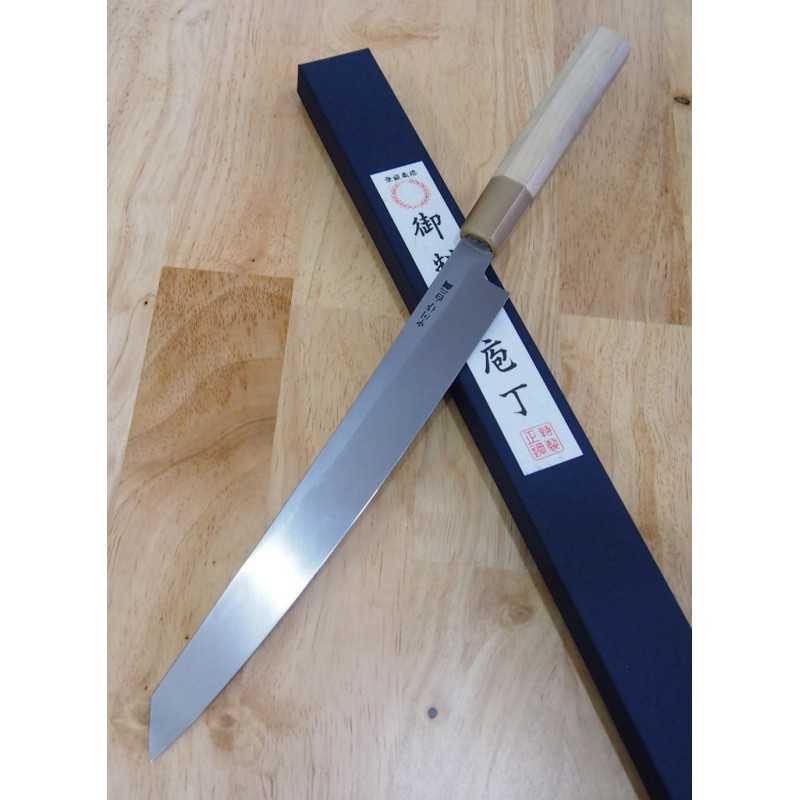 Kiritsuke Yanagiba MIURA Obidama Shirogami nº2 Mango octogonal de cuerno de búfalo de agua blanco (270/300mm)