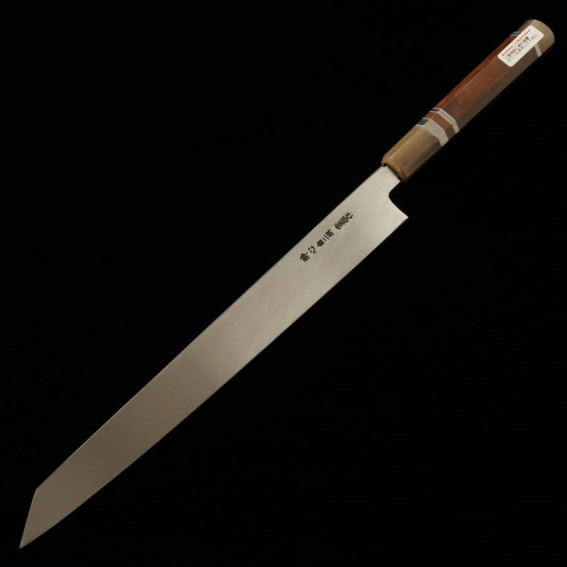 酔心 SUISIN 富樫憲治作 水本焼 剣型柳刃 白紙二号 スネークウッドハンドル (300mm)