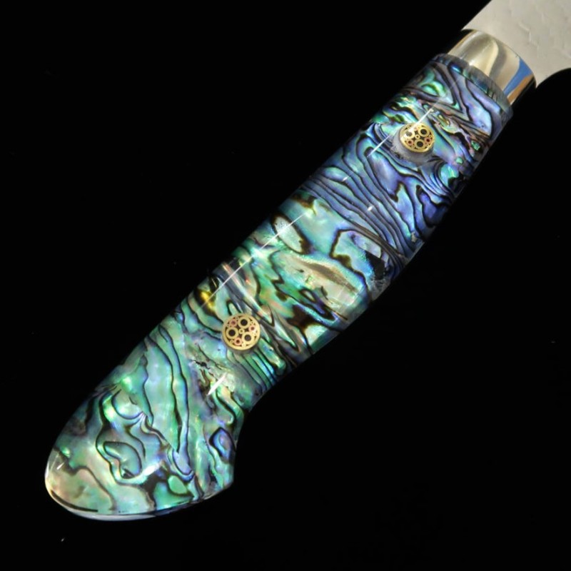 二唐刃物製造所 NIGARA 切付牛刀 SG2 磨き鎚目 螺鈿柄 (210mm)