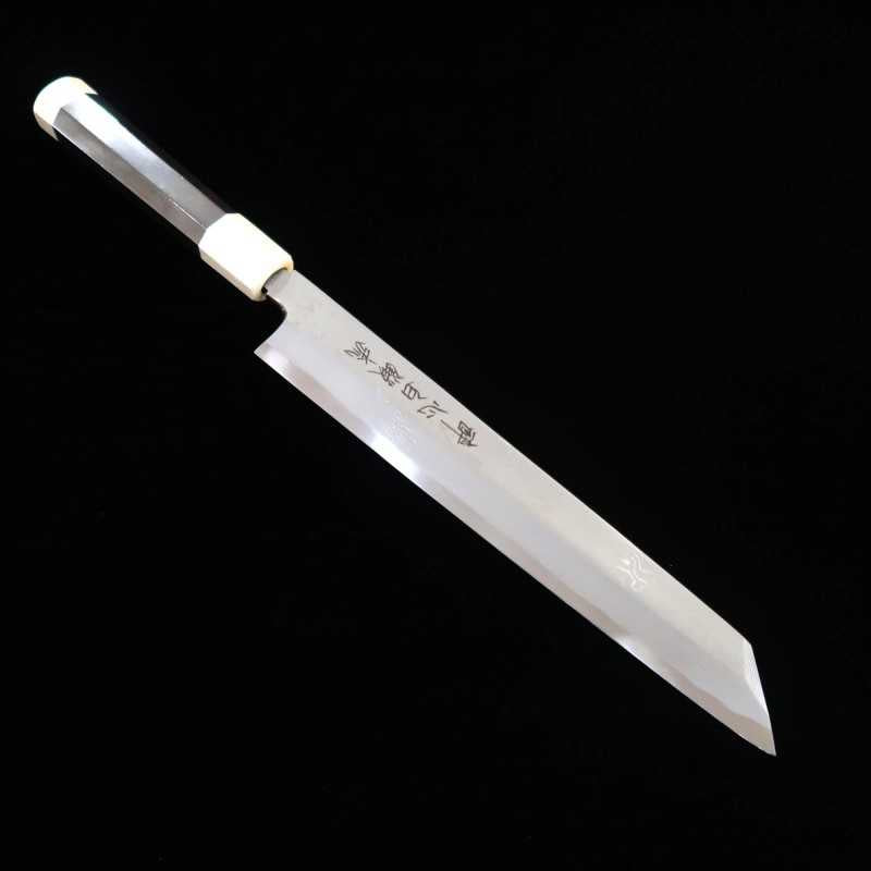 Suishin SUISIN Fabriqué par Kenji Togashi Acier blanc forgé Kiritsuke avec fourreau laqué Manche en ébène et ivoire (270 mm)