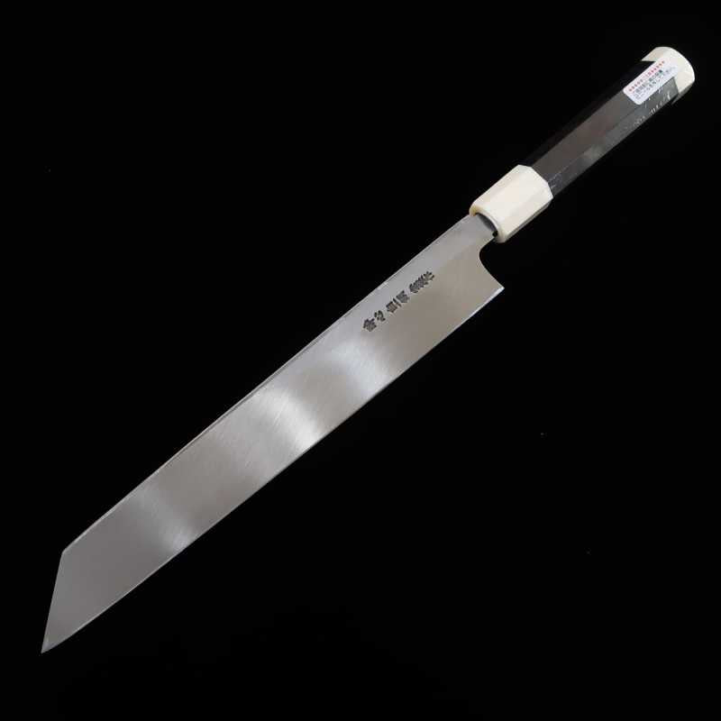 Suishin SUISIN Fabriqué par Kenji Togashi Acier blanc forgé Kiritsuke avec fourreau laqué Manche en ébène et ivoire (270 mm)