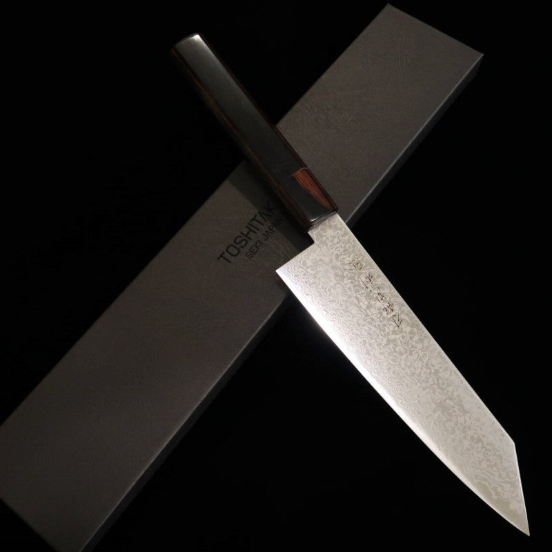 TOSHITAKA Kiritsuke ZDP Damasco - Black - mango de madera laminada negra (180mm)