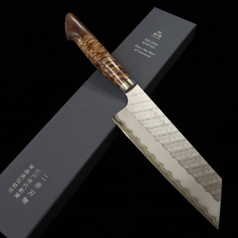 NIGARA Nakiri SG2 Polished Hammered with Custom Handle (180mm)