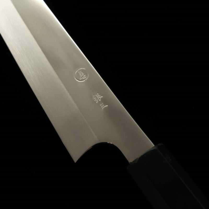 田所刃物 TADOKORO HAMONO 真琴作 鏡面 銀紙三号 切付筋引 黒檀銀巻柄 (270mm)