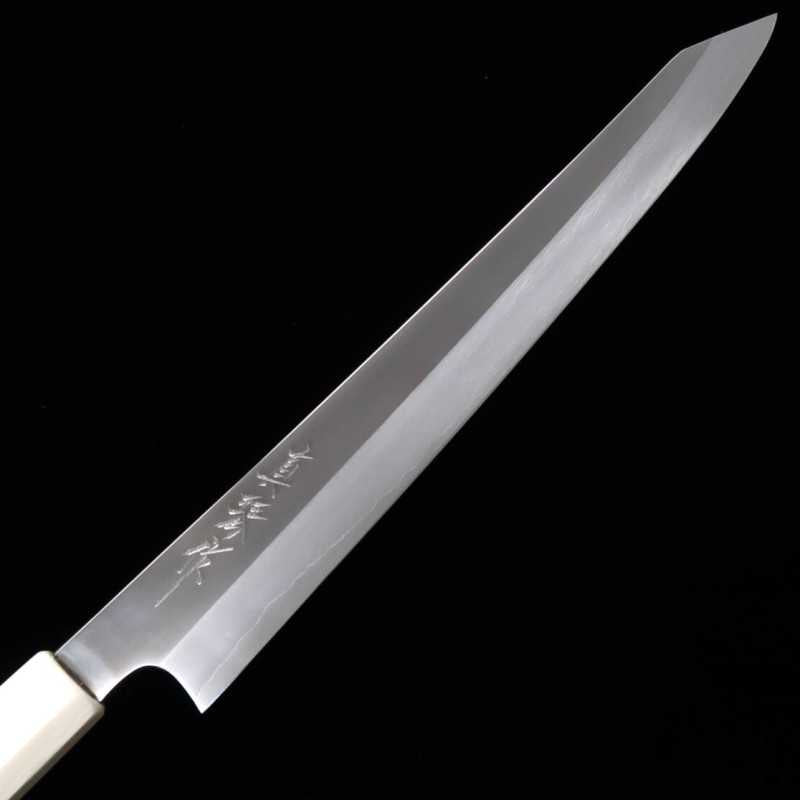 TADOKORO HAMONO Makoto Sakimaru espejo Gin3 cuchillo sujihiki kiritsuke mango marfil sintético (270mm)