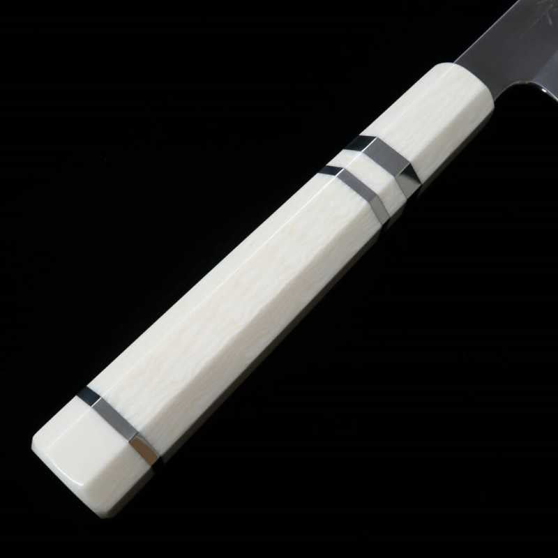 TADOKORO HAMONO Makoto Sakimaru espejo Gin3 cuchillo sujihiki kiritsuke mango marfil sintético (270mm)