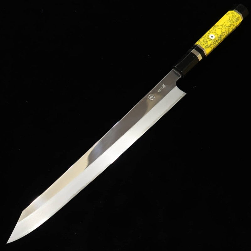 Kiritsuke Sujihiki TADOKORO Aogami nº 2 acabamento espelhado cabo personalizado (300mm)
