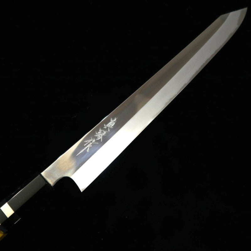 Kiritsuke Sujihiki TADOKORO Aogami nº 2 acabamento espelhado cabo personalizado (300mm)