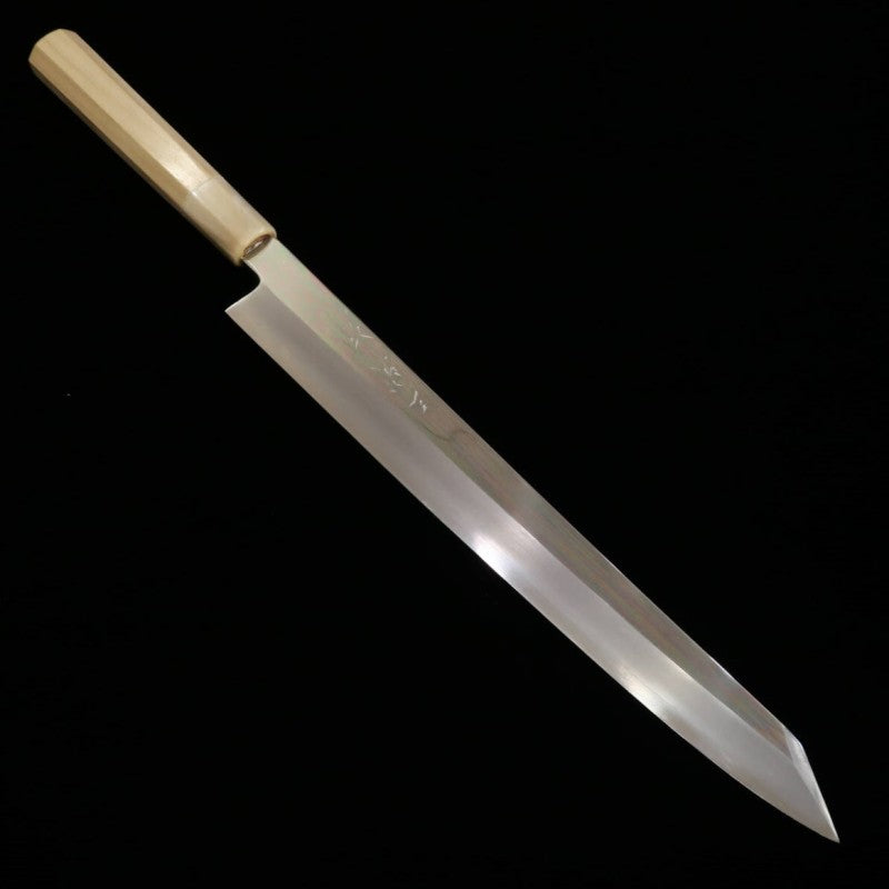 三浦佩 Miura Obidama 切付柳刃 鏡面仕上げ 銀紙三号 朴八角柄 (300mm)